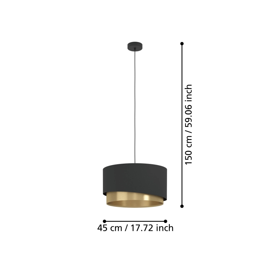 Eglo - Κρεμαστό φωτιστικό οροφής 1xE27/40W/230V μαύρο/χρυσό