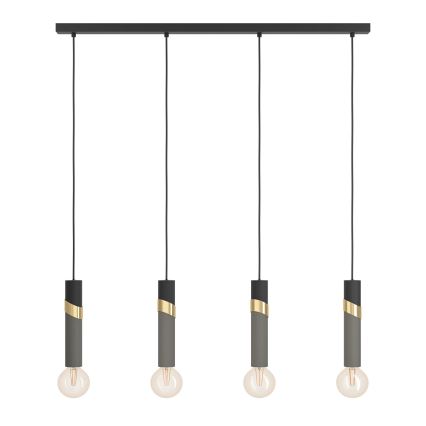 Eglo - Κρεμαστό φωτιστικό οροφής 4xE27/40W/230V μαύρο/χρυσό
