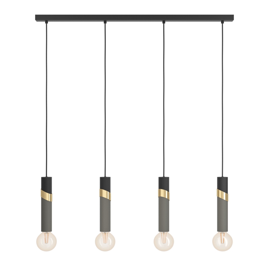 Eglo - Κρεμαστό φωτιστικό οροφής 4xE27/40W/230V μαύρο/χρυσό