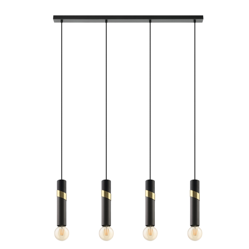 Eglo - Κρεμαστό φωτιστικό οροφής 4xE27/40W/230V μαύρο/χρυσό