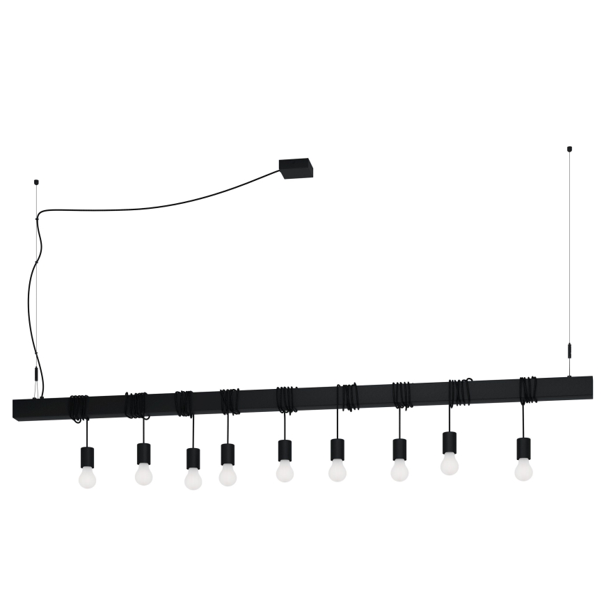 Eglo - Κρεμαστό φωτιστικό οροφής TOWNSHEND 9xE27/40W/230V μαύρο