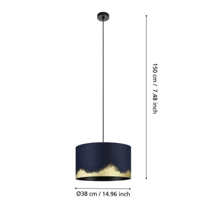 Eglo - Κρεμαστό φωτιστικό οροφής 1xE27/40W/230V διάμετρος 38 cm μπλε/χρυσό