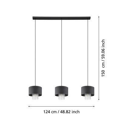 Eglo - Κρεμαστό φωτιστικό οροφής 3xE27/40W/230V μαύρο