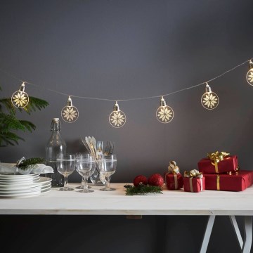 Eglo 411112 - LED γιρλάντα ORNAMENT 10xLED/3xAA 2,4m ζεστό λευκό