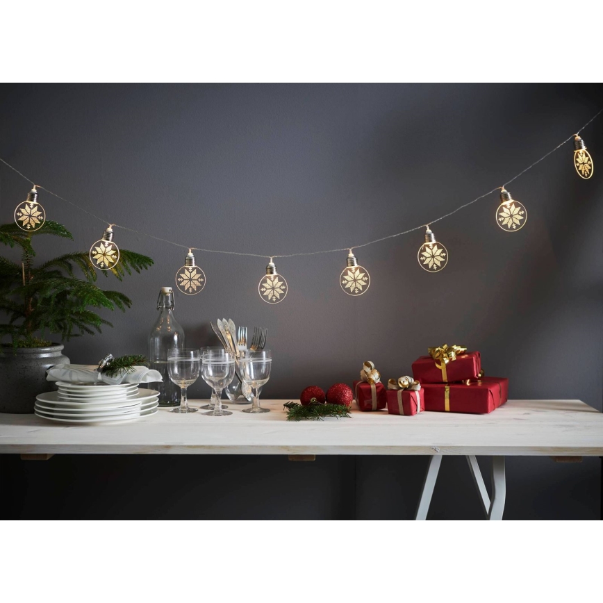 Eglo 411112 - LED γιρλάντα ORNAMENT 10xLED/3xAA 2,4m ζεστό λευκό
