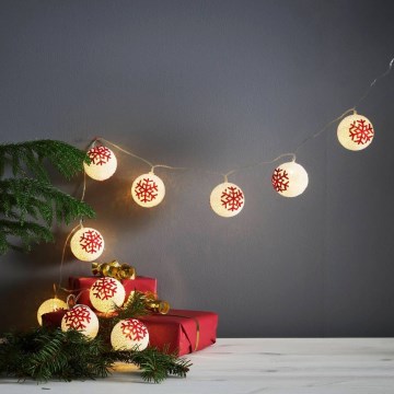 Eglo 411113 - LED Χριστουγεννιάτικη γιρλάντα ORNAMENT 10xLED/3xAA 1,65m ζεστό λευκό