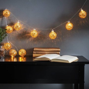 Eglo 411115 -  LED Χριστουγεννιάτικη γιρλάντα GLITTER 10xLED/2xAA 1,65m θερμό λευκό