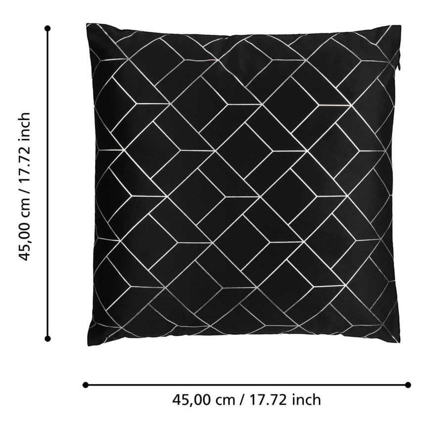 Eglo - Διακοσμητικό μαξιλάρι 45x45 cm μαύρο/ασημί