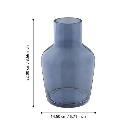 Eglo 421219 - Γυάλινο βάζο SIRANANA 22x14,5 cm μπλε/καπνιστό