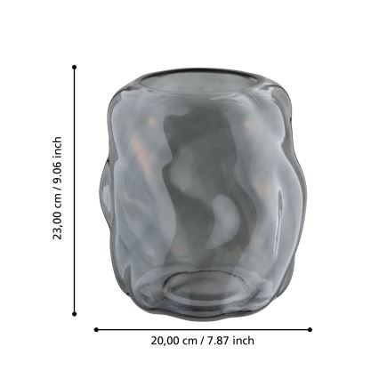 Eglo 421239 - Γυάλινο βάζο MAROSAVA 23x20 cm μαύρο/καπνιστό