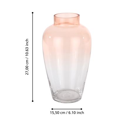 Eglo 421357 - Γυάλινο βάζο KENYASI 27x15,5 cm ροζ