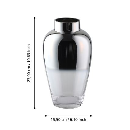 Eglo 421359 - Γυάλινο βάζο KENYASI 27 x 15,5 cm σε γυαλιστερό χρώμιο