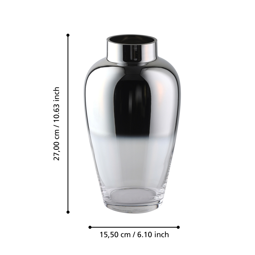 Eglo 421359 - Γυάλινο βάζο KENYASI 27 x 15,5 cm σε γυαλιστερό χρώμιο