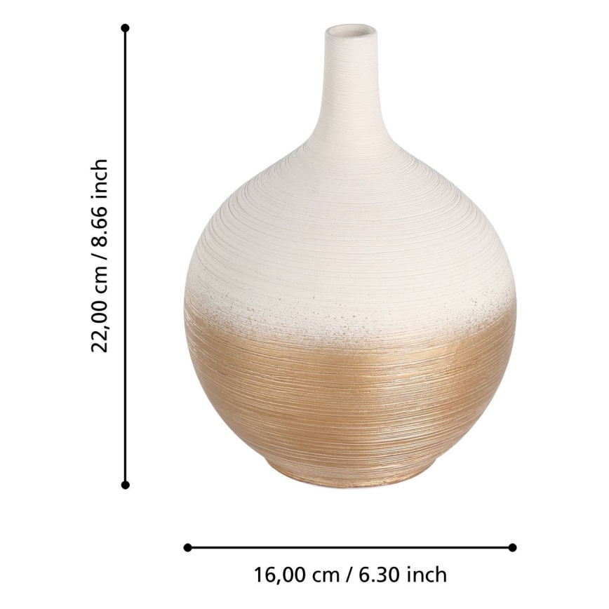 Eglo - Κεραμικό βάζο 22x16 cm λευκό/χρυσό