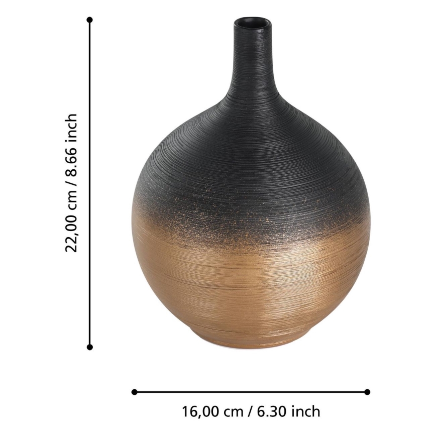 Eglo - Κεραμικό βάζο 22x16 cm μαύρο/χρυσό