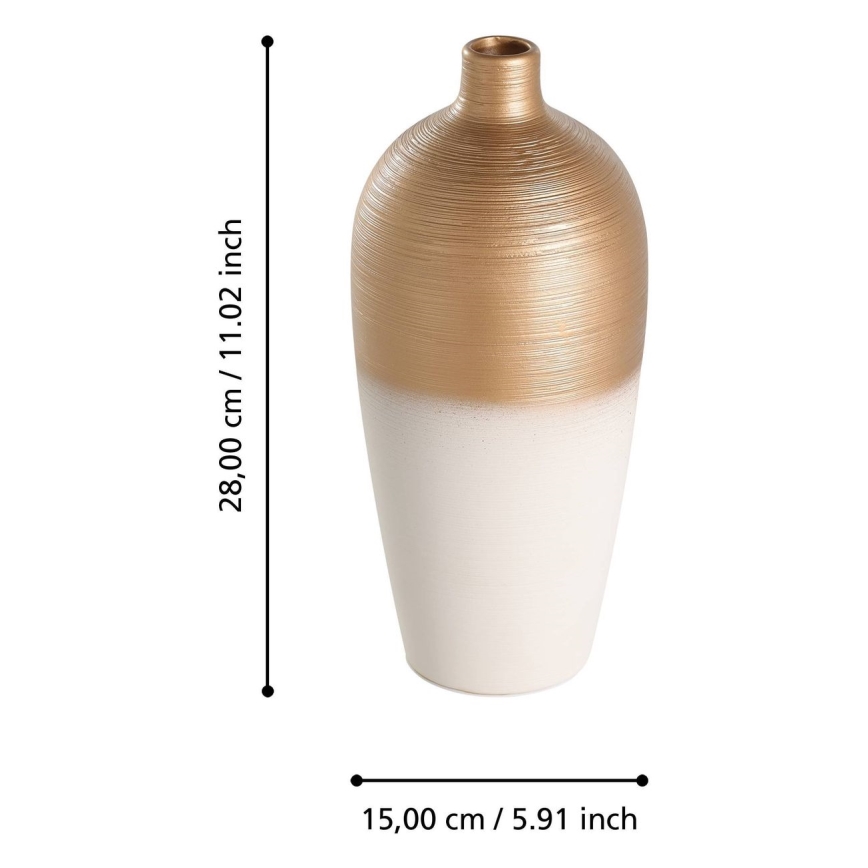 Eglo - Κεραμικό βάζο 28x15 cm λευκό/χρυσό