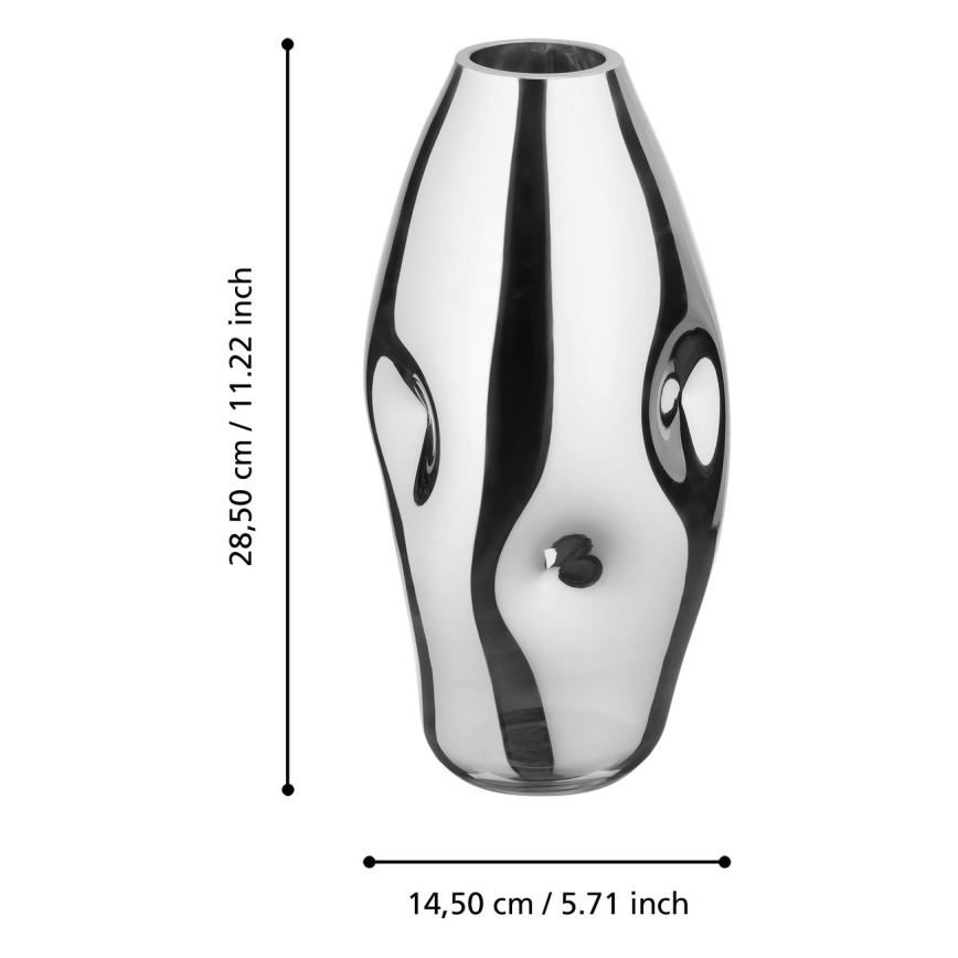 Eglo 421682 - Γυάλινο βάζο XIPORAI 28,5x14,5 cm γυαλιστερό χρώμιο