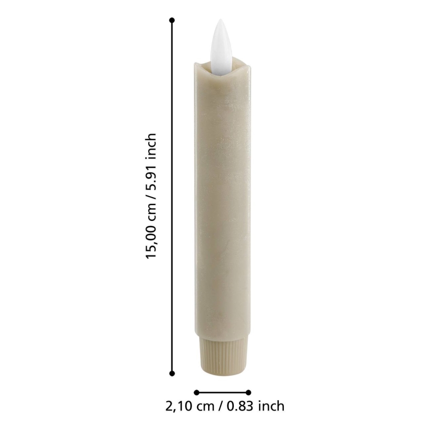 Eglo - ΣΕΤ 2x LED Κερί LED/1xAAA 15 εκ. μπεζ