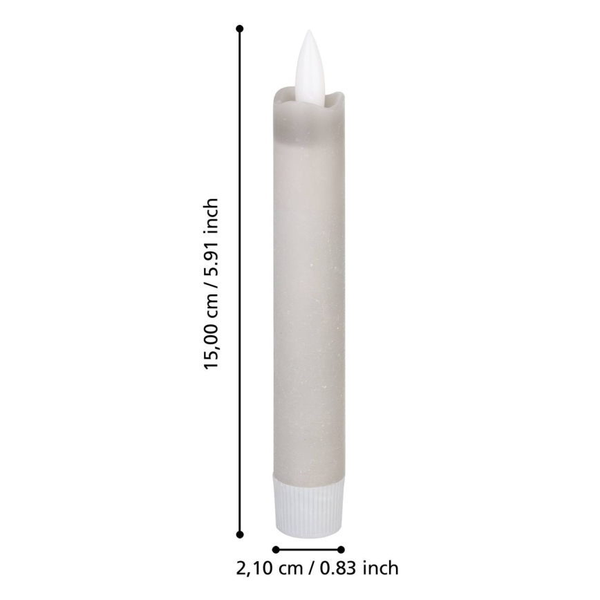 Eglo 422223 - ΣΕΤ 2x Κεριά LED ANTANABE LED/1xAAA 15 cm γκρι