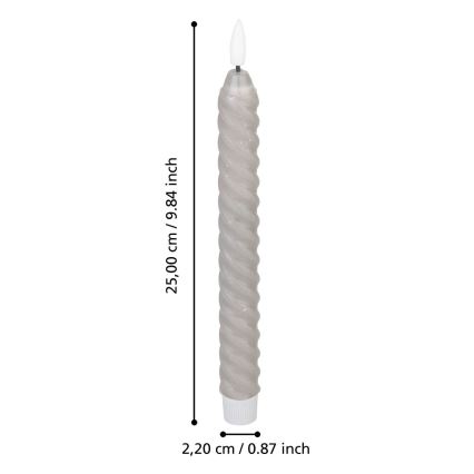 Eglo - ΣΕΤ 2x Κεριά LED LED/1xAAA 25 cm γκρι