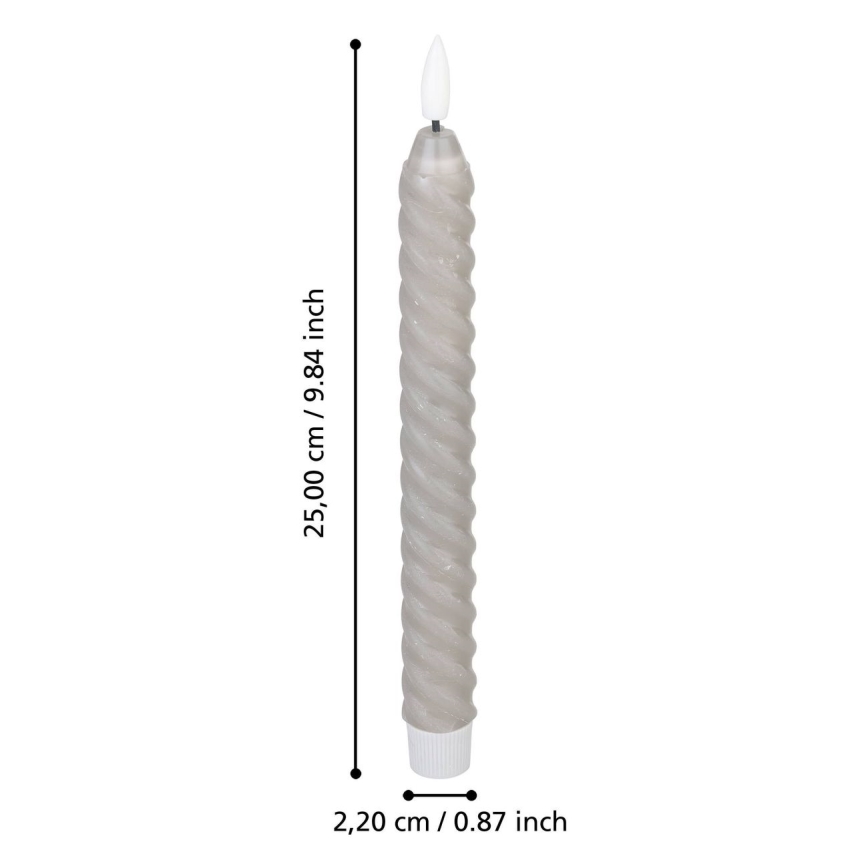 Eglo - ΣΕΤ 2x Κεριά LED LED/1xAAA 25 cm γκρι