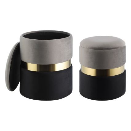 Eglo - ΣΕΤ 2x Σκαμπό διάμετρος 31,5/36 cm γκρι/μαύρο/χρυσό