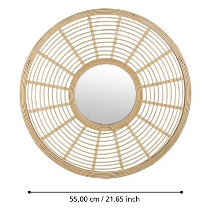Eglo - Επιτοίχιος καθρέφτης διάμετρος 55 εκ. από μπαμπού