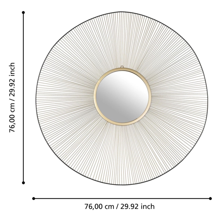 Eglo - Επιτοίχιος καθρέφτης διάμετρος 76 εκ. χρυσό/μαύρο
