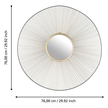 Eglo - Καθρέφτης τοίχου διάμετρος 76 cm χρυσό/μαύρο