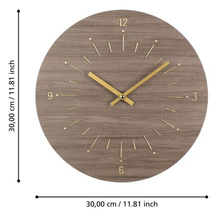 Eglo - Ρολόι τοίχου 1xAA διάμετρος 30 cm καφέ