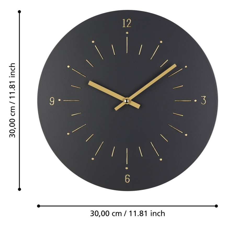 Eglo - Ρολόι τοίχου 1xAA διάμετρος 30 cm μαύρο