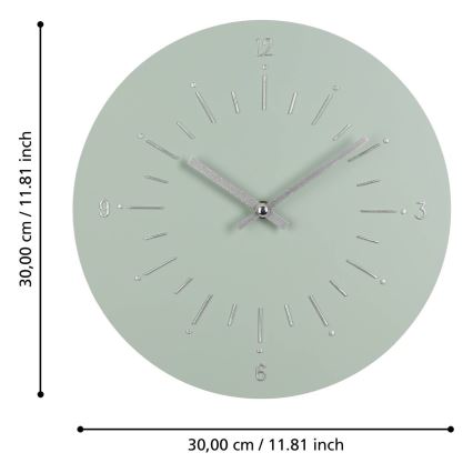 Eglo - Ρολόι τοίχου 1xAA διάμετρος 30 cm πράσινο