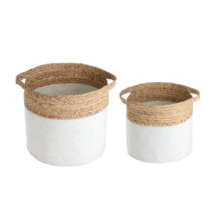 Eglo 426584 - ΣΕΤ 2x Διακοσμητικό καλάθι NANAE 30x31 cm λευκό/μπεζ