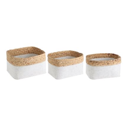Eglo 426585 - Σετ 3x Διακοσμητικό καλάθι NANAE 16x27 cm λευκό/μπεζ