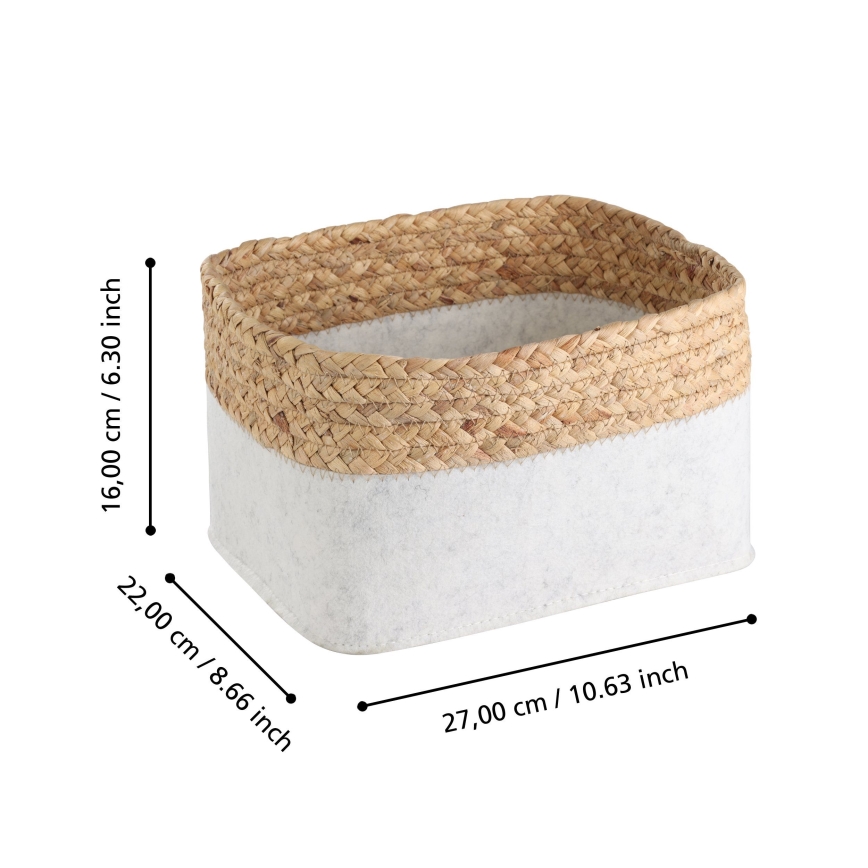Eglo 426585 - Σετ 3x Διακοσμητικό καλάθι NANAE 16x27 cm λευκό/μπεζ
