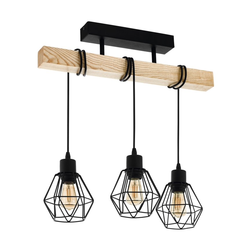 Eglo - Πλαφονιέρα οροφής TOWNSHEND 3xE27/60W/230V πεύκο