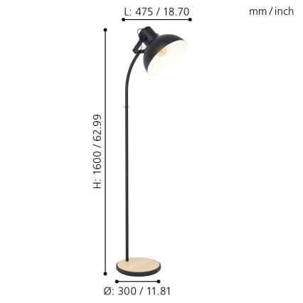 Eglo - Επιδαπέδια λάμπα 1xE27/28W/230V