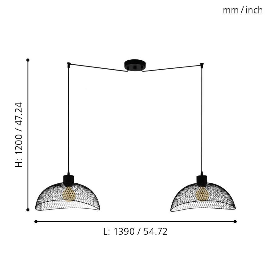 Eglo - Κρεμαστό φωτιστικό οροφής 2xE27/60W/230V spider