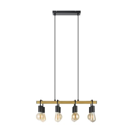 Eglo 43316 - Κρεμαστός πολυέλαιος με καλώδιο ERRIBERA 8xE27/40W/230V δρυς/μαύρο