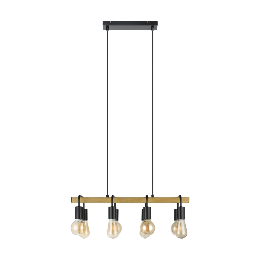 Eglo 43316 - Κρεμαστός πολυέλαιος με καλώδιο ERRIBERA 8xE27/40W/230V δρυς/μαύρο