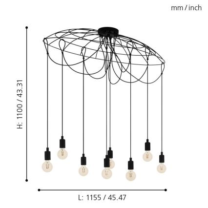 Eglo - Πολύφωτο σε σχοινί 8xE27/40W/230V