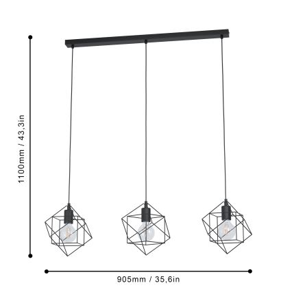 Eglo - Πολύφωτο σε σχοινί 3xE27/60W/230V