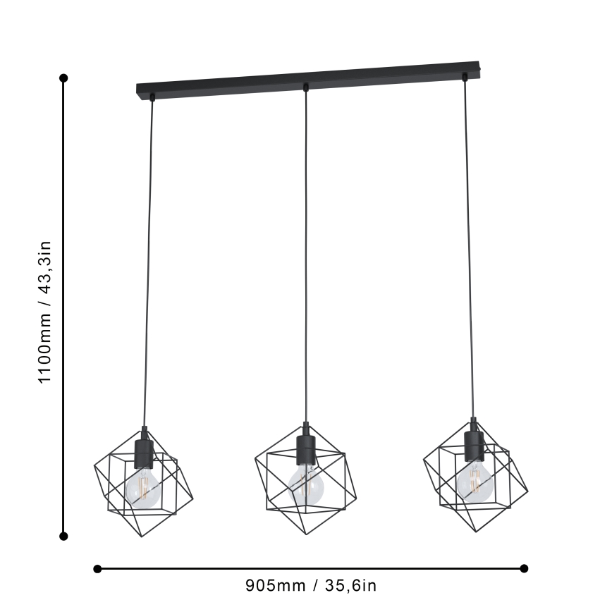 Eglo - Πολύφωτο σε σχοινί 3xE27/60W/230V