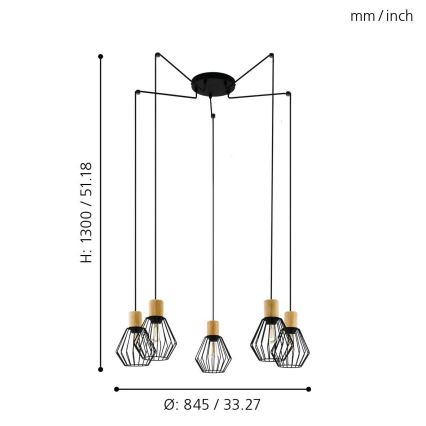 Eglo - Κρεμαστό φωτιστικό οροφής 5xE27/60W/230V spider