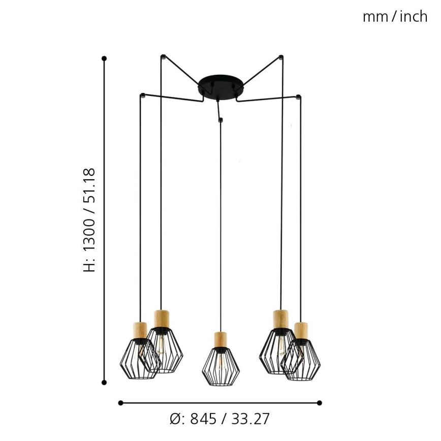 Eglo - Κρεμαστό φωτιστικό οροφής 5xE27/60W/230V spider
