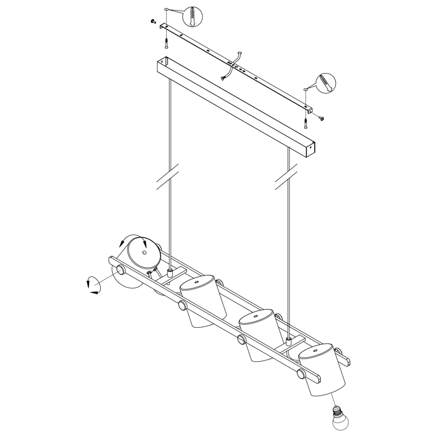Eglo - Πολύφωτο σε σχοινί 4xE27/28W/230V