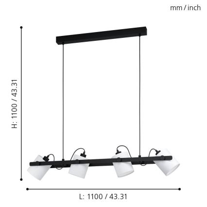 Eglo - Πολύφωτο σε σχοινί 4xE27/28W/230V