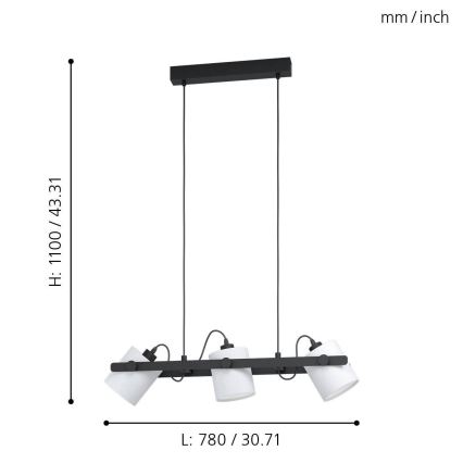 Eglo - Πολύφωτο σε σχοινί 3xE27/28W/230V