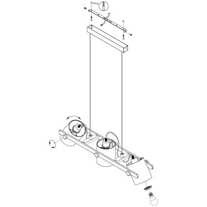 Eglo - Πολύφωτο σε σχοινί 3xE27/28W/230V