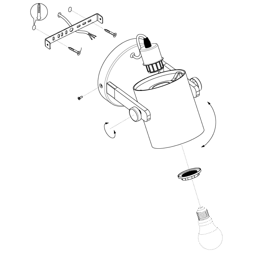 Eglo - Φως τοίχου 1xE27/28W/230V